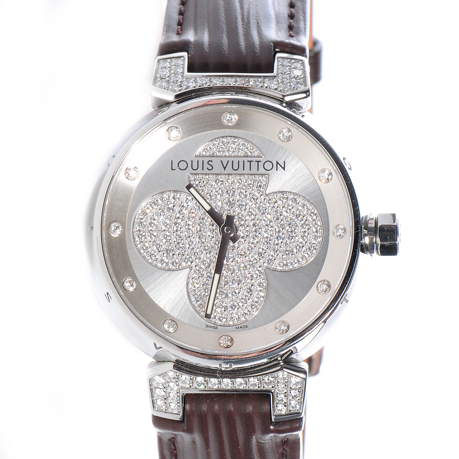 Louis Vuitton Stainless Steel Epi Diamond 34mm Tambour Forever Quartz Watch 1 of 10