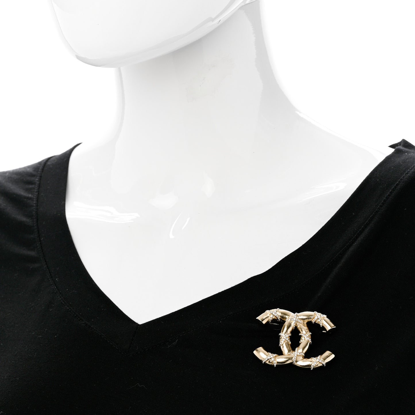 Crystal CC Logo Brooch Gold