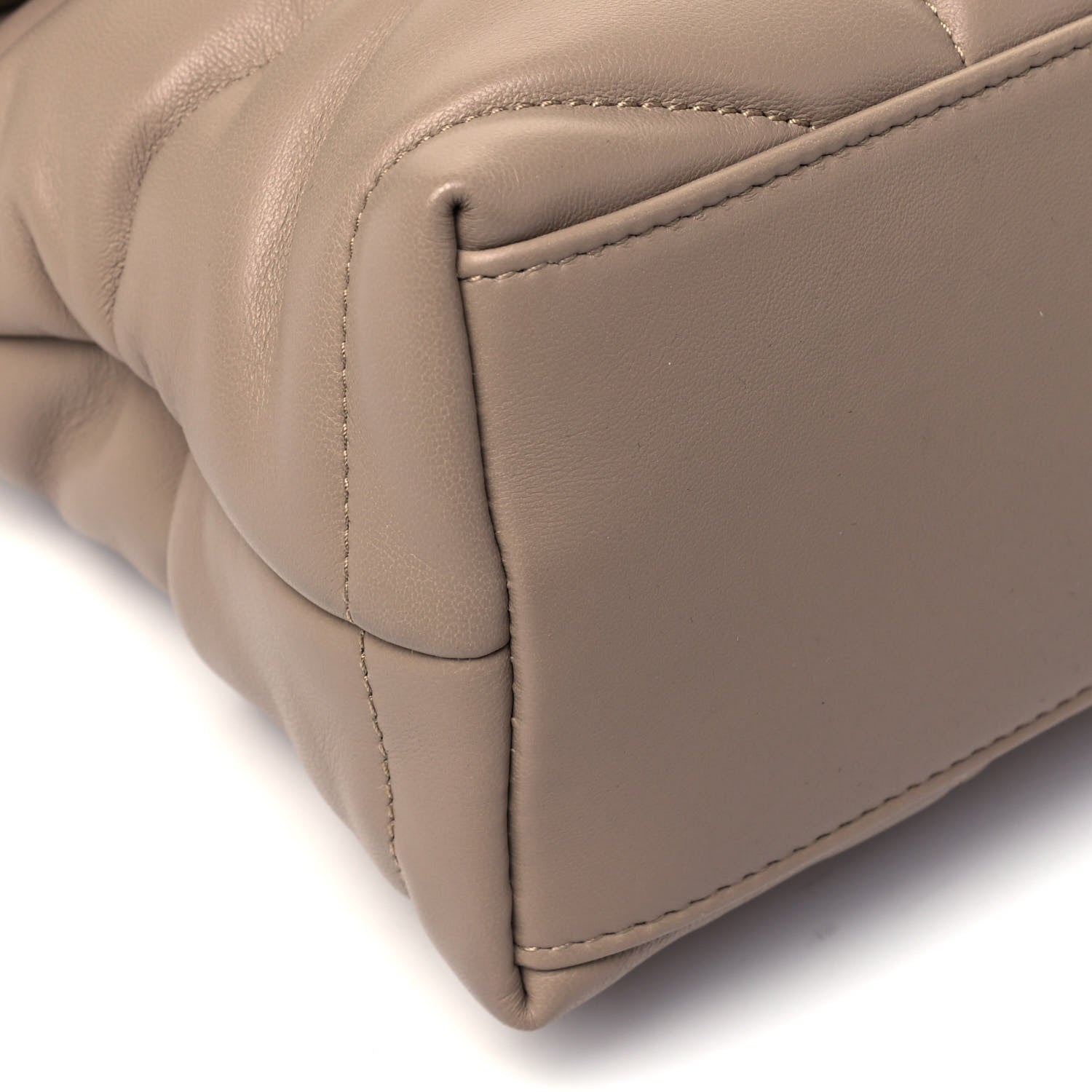 Saint Laurent Lambskin Quilted Small Loulou Puffer Monogram Chain Satchel Dark Beige 8 of 9