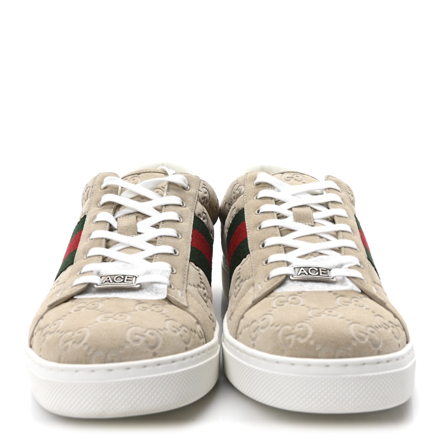 Gucci GG Suede Monogram Web Mens Sneakers 12 Oatmeal Mystic White 3 of 10