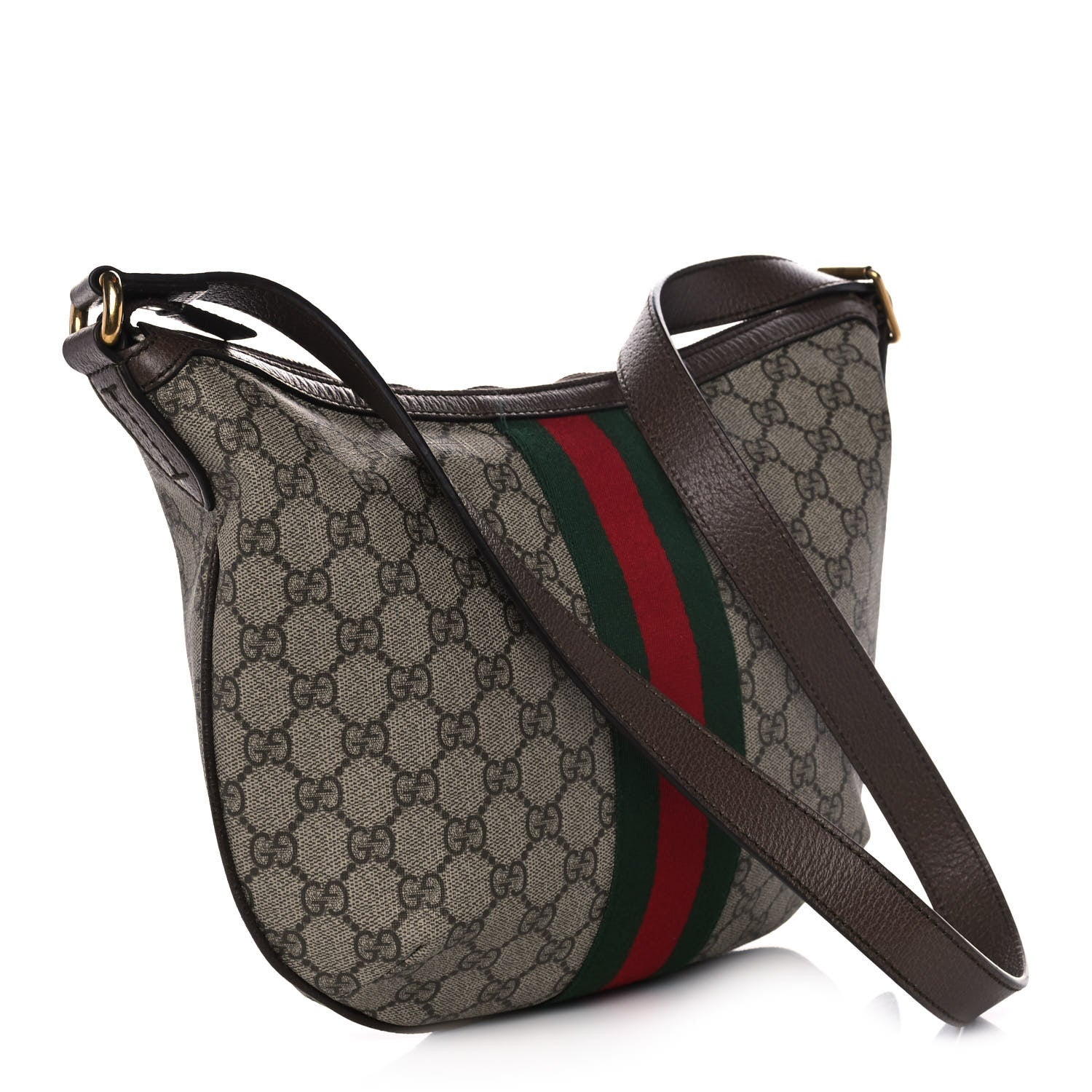 Gucci GG Supreme Monogram Web Small Ophidia Half Moon Hobo Brown 3 of 12