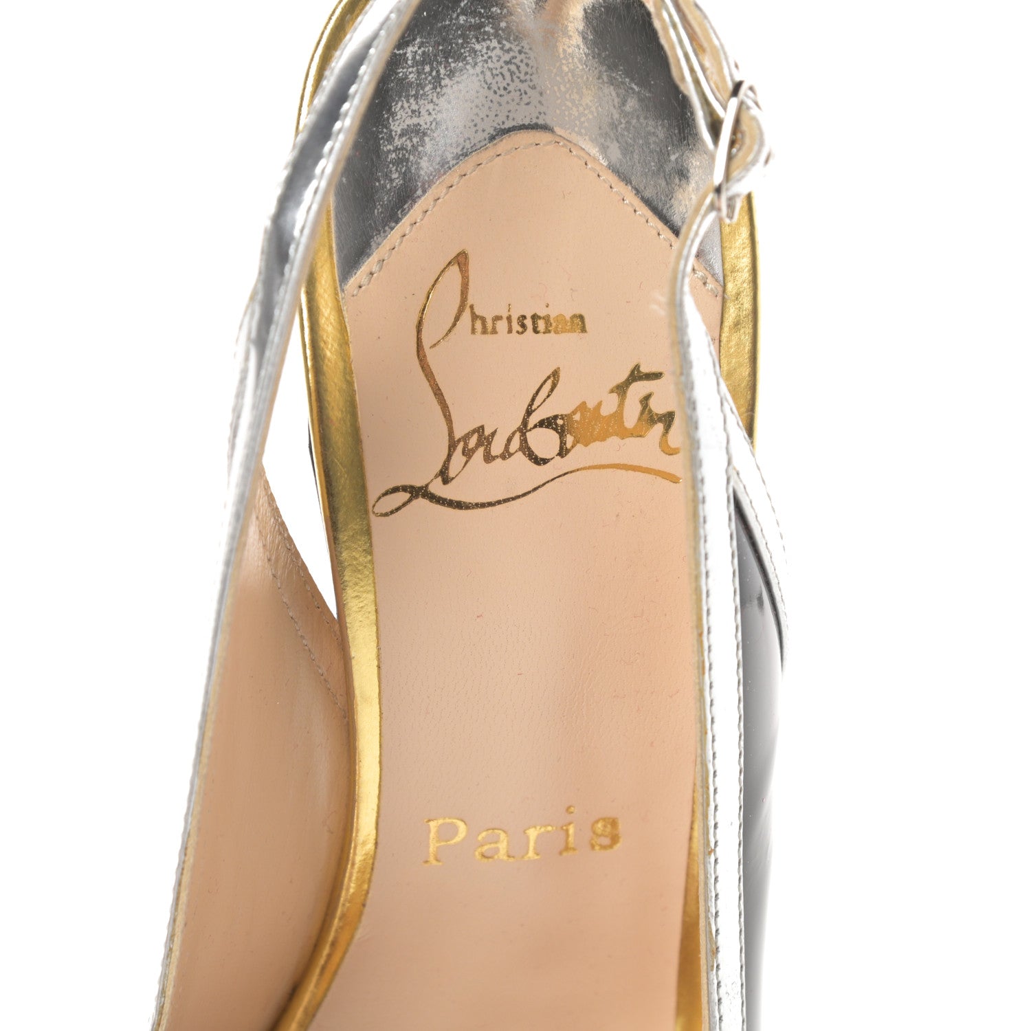 Christian Louboutin Patent Calfskin Round Toe Platform Slingback Pumps 37.5 Black 6 of 15
