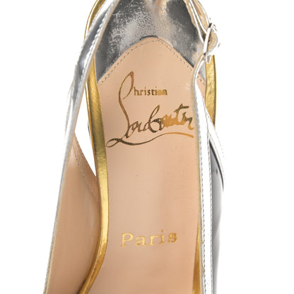 Christian Louboutin Patent Calfskin Round Toe Platform Slingback Pumps 37.5 Black 6 of 15