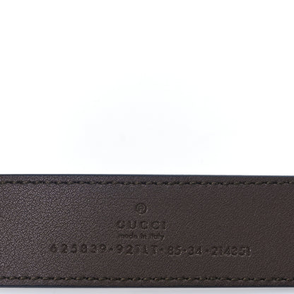 Gucci GG Supreme Monogram Matte Plutone Calfskin Double G 30mm Belt 85 34 Beige Ebony New Acero 4 of 5