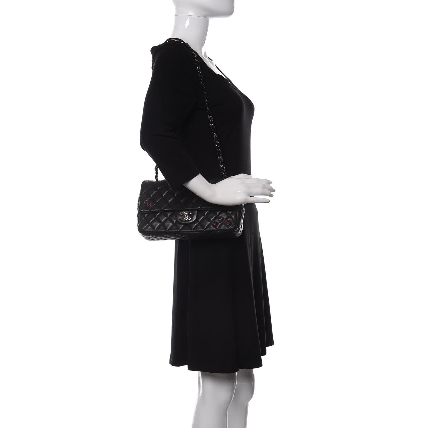 Lambskin Quilted Medium Ladybug Flap Black