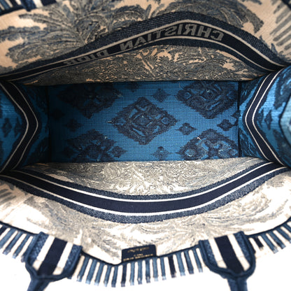 Christian Dior Canvas Embroidered Large Palm Tree Toile De Jouy Book Tote Blue Multicolor 5 of 10