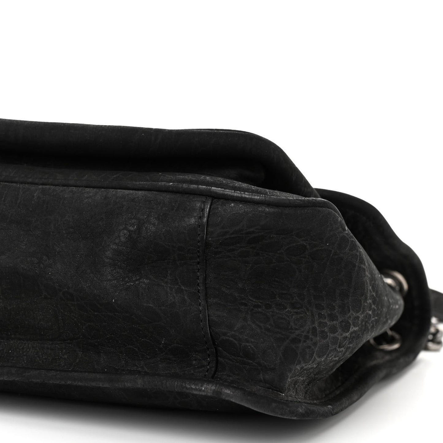 Nubuck Crocodile Embossed Monogram Medium Niki Chain Satchel Black