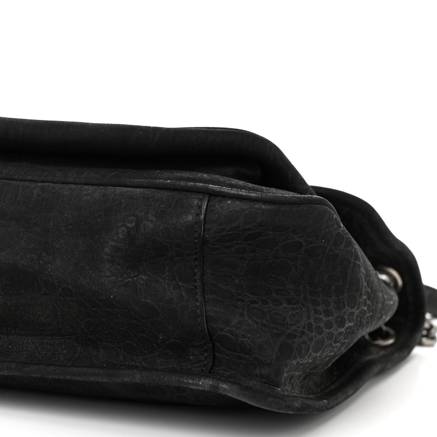 Saint Laurent Nubuck Crocodile Embossed Monogram Medium Niki Chain Satchel Black 10 of 10