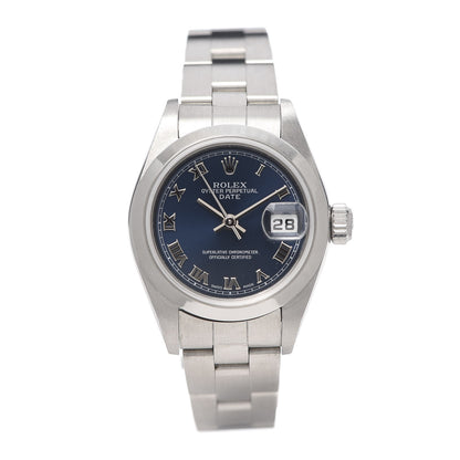 Rolex Stainless Steel 26mm Oyster Perpetual Date Watch Blue Roman 79160 1 of 6