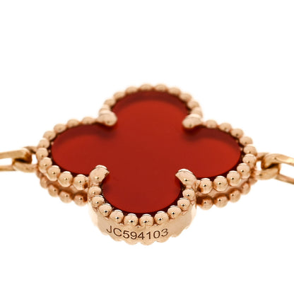 Van Cleef & Arpels 18K Rose Gold Carnelian 5 Motifs Guilloche Vintage Alhambra Bracelet 4 of 5