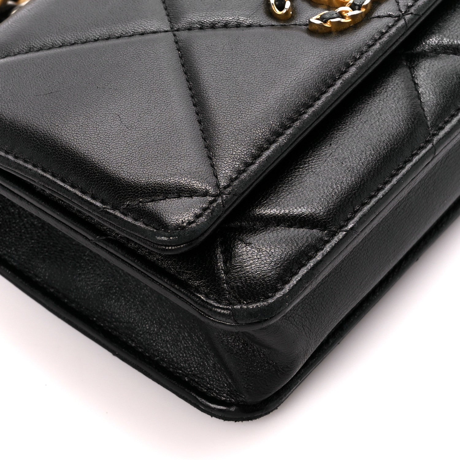 Chanel Lambskin Quilted Chanel 19 Wallet On Chain WOC Black 10 of 11