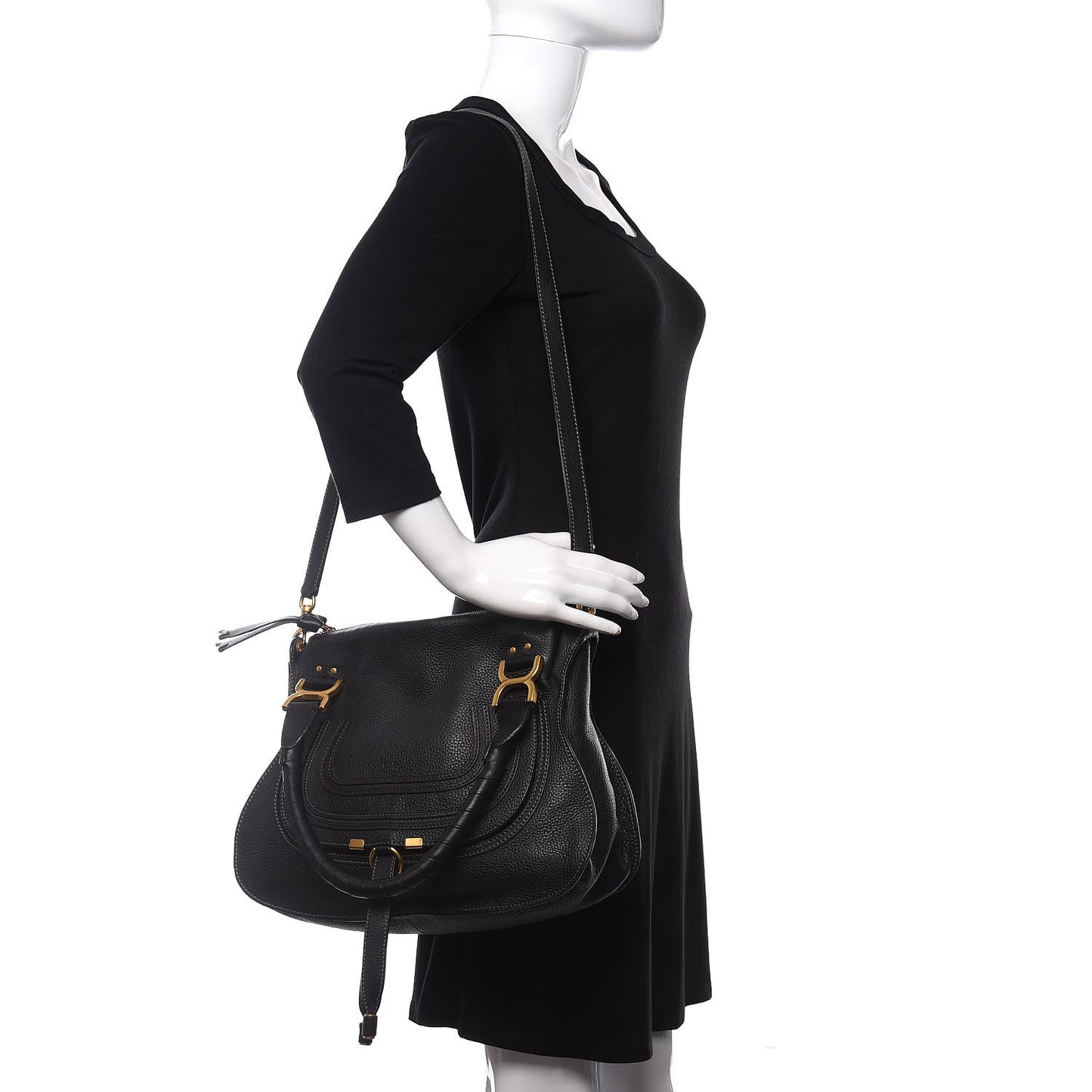 Calfskin Medium Marcie Satchel Black
