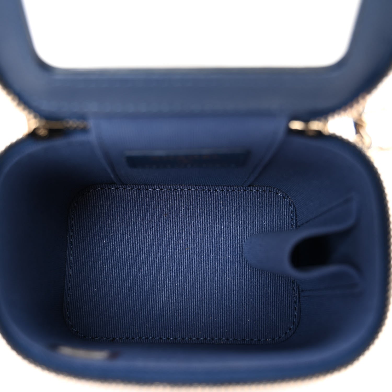 Chanel Lambskin Quilted Top Handle Mini Vanity Case With Chain Blue 6 of 10
