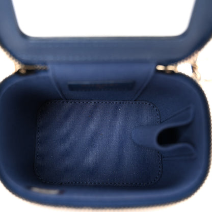 Chanel Lambskin Quilted Top Handle Mini Vanity Case With Chain Blue 6 of 10