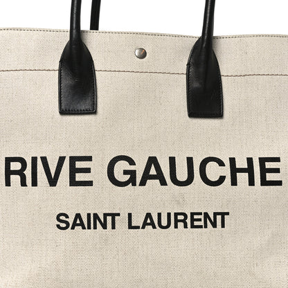 Saint Laurent Linen Calfskin Rive Gauche Tote Optic White 8 of 10