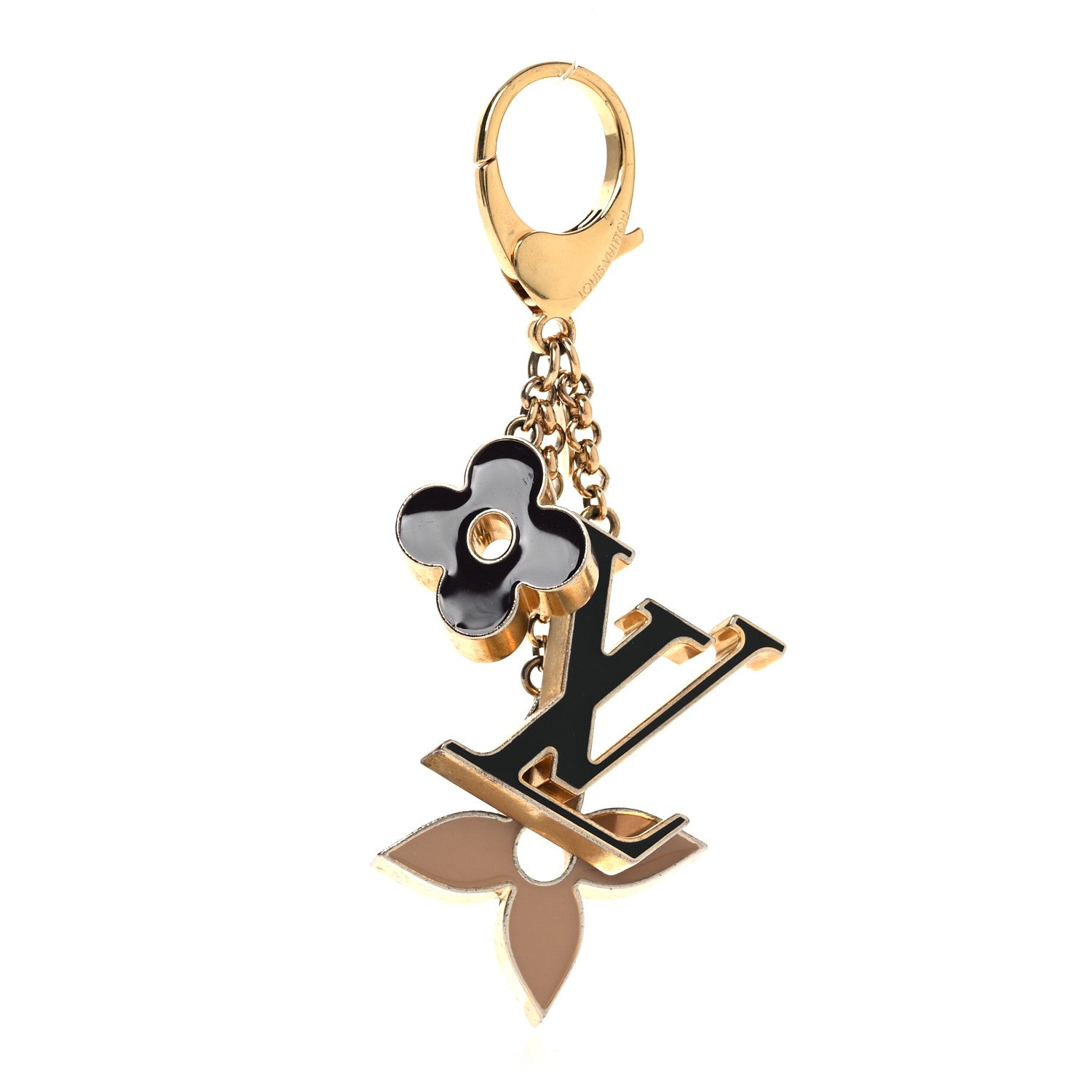 Louis Vuitton Metal Enamel Fleur De Monogram Bag Charm Dore 1 of 5