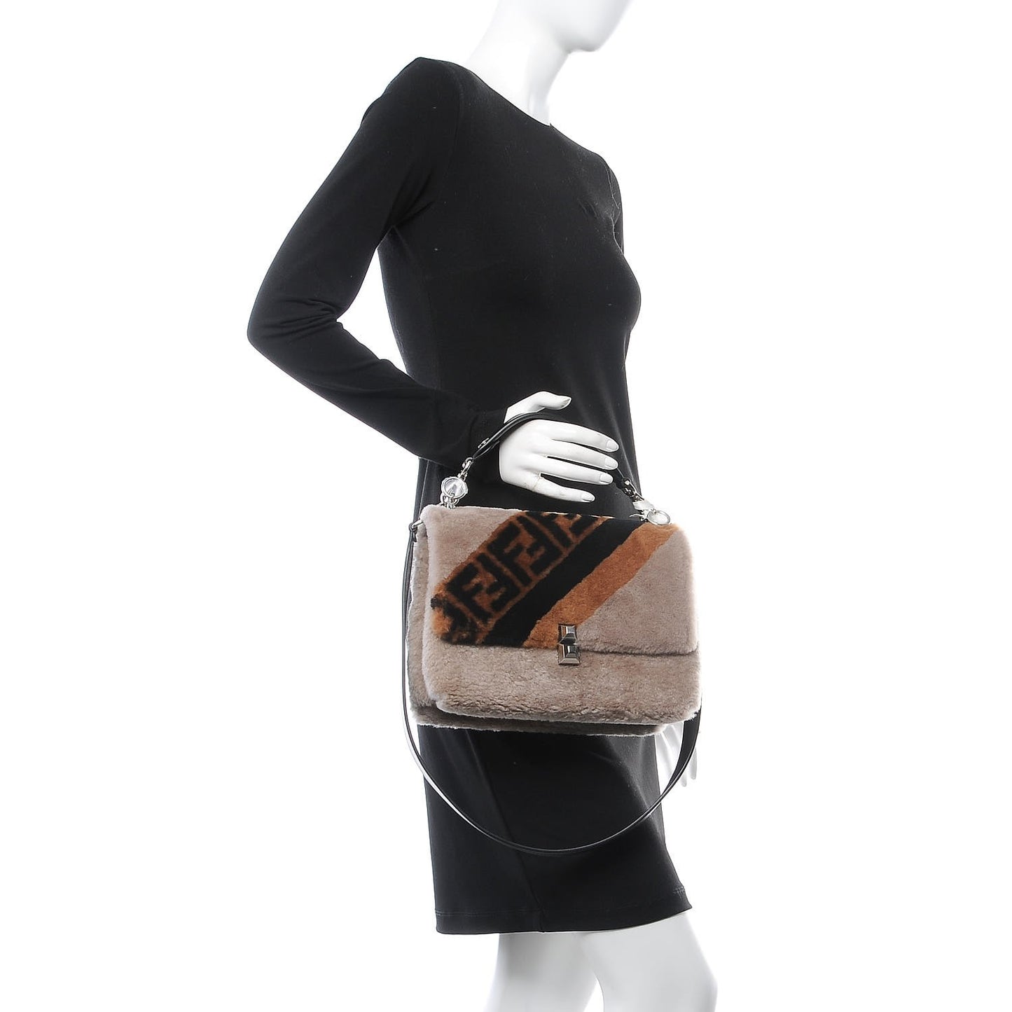 Shearling Calfskin Macro FF 1974 Diagonal Mania Kan I Shoulder Bag Multicolor