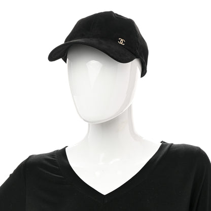 Chanel Suede Goatskin CC Cap Hat Black 2 of 7