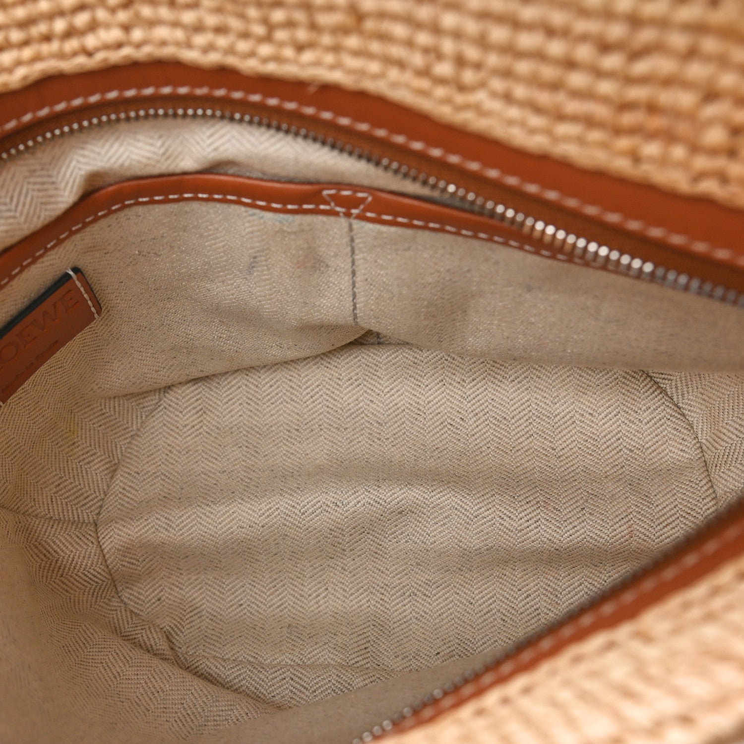 Loewe Calfskin Raffia Paulas Ibiza Pochette Bag Natural Tan 5 of 11