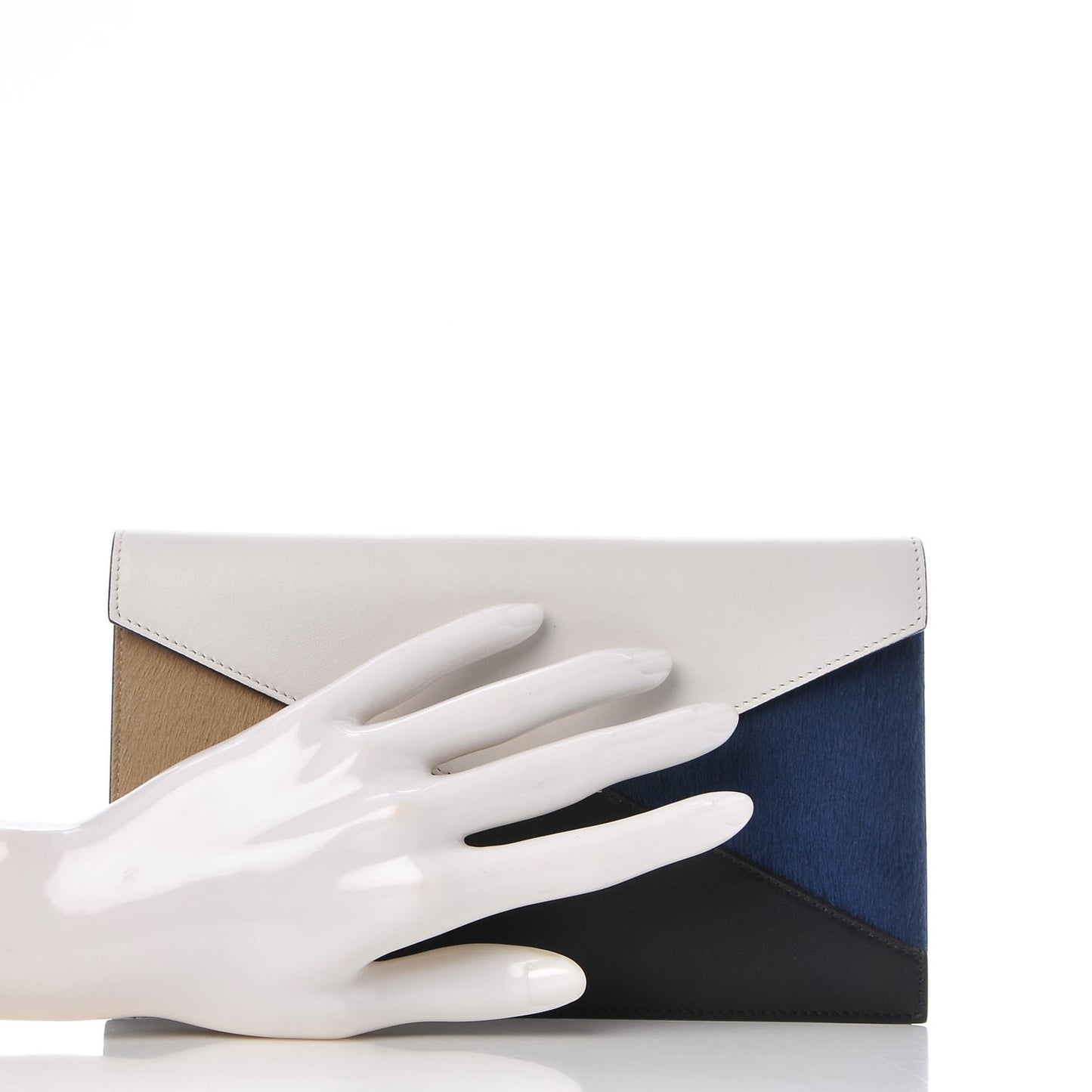 Pony Hair Calfskin Diamond Clutch Wallet White