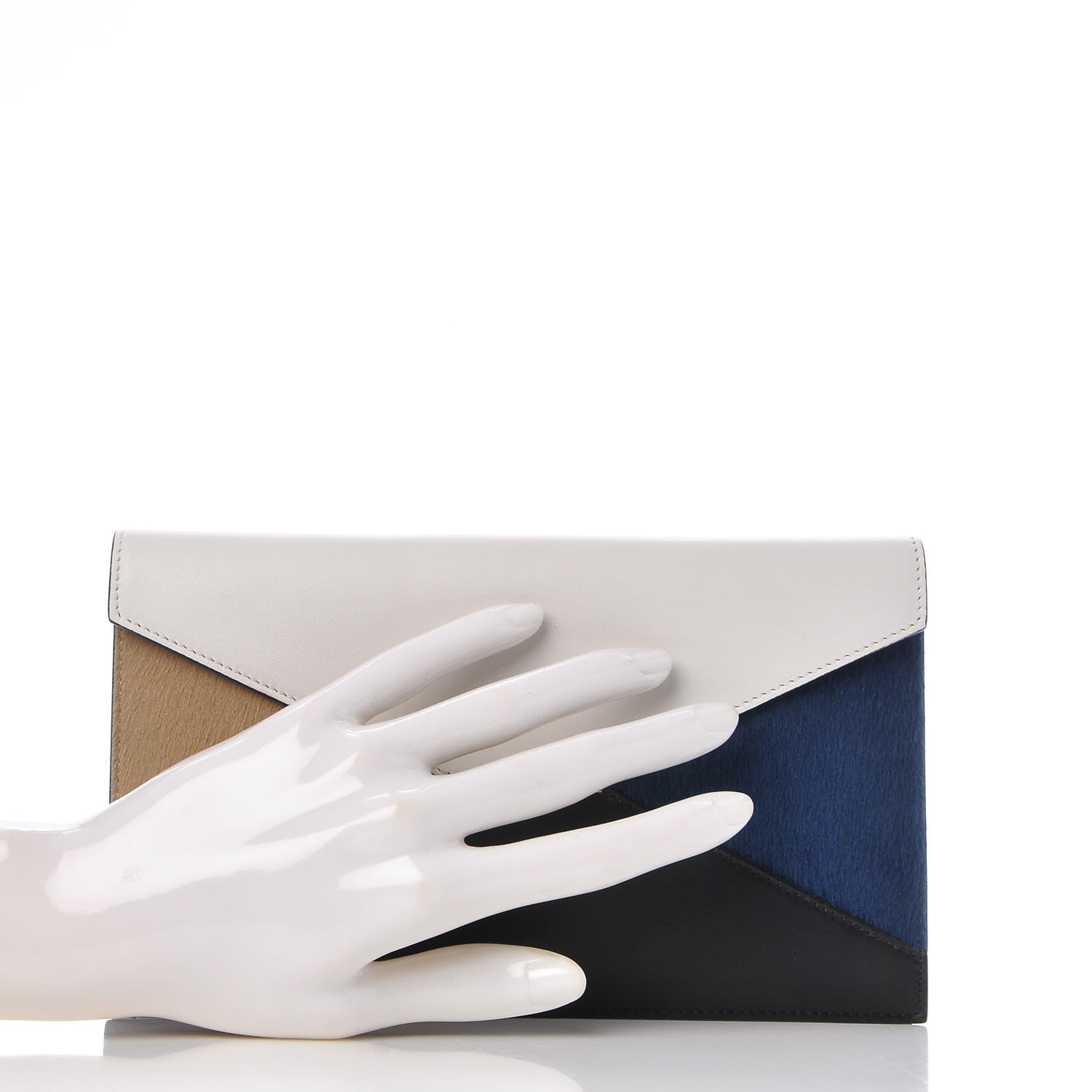 Celine Pony Hair Calfskin Diamond Clutch Wallet White 2 of 9