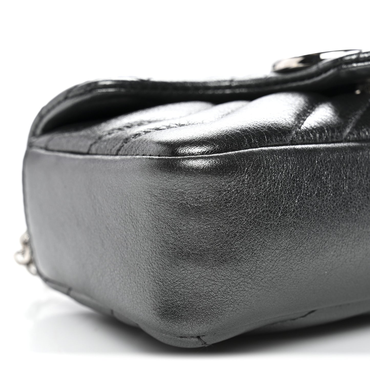 Metallic Lambskin Matelasse Mini GG Marmont Shoulder Bag Piombo