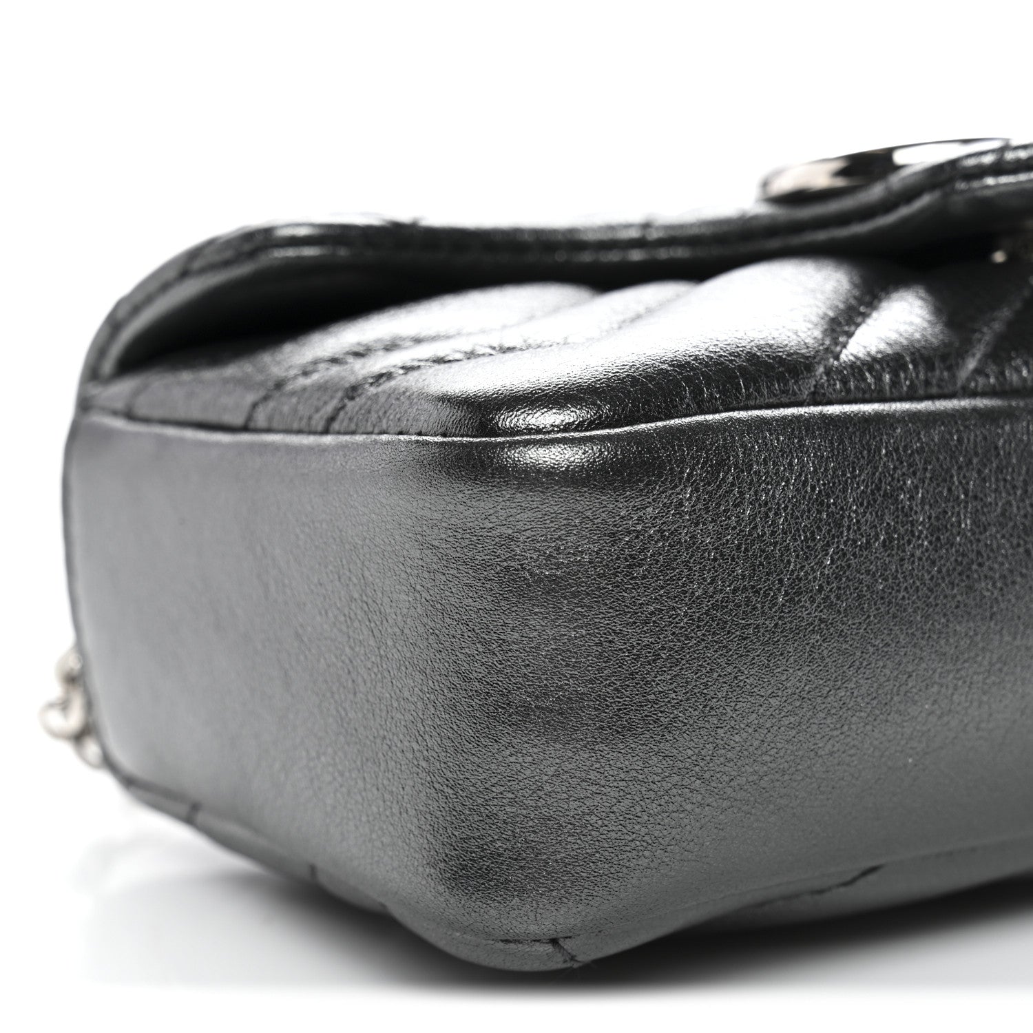 Gucci Metallic Lambskin Matelasse Mini GG Marmont Shoulder Bag Piombo 9 of 10