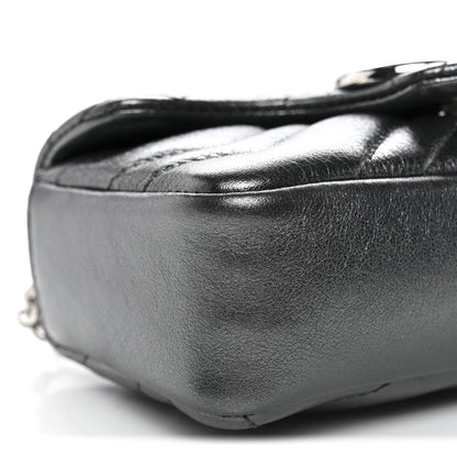 Gucci Metallic Lambskin Matelasse Mini GG Marmont Shoulder Bag Piombo 9 of 10