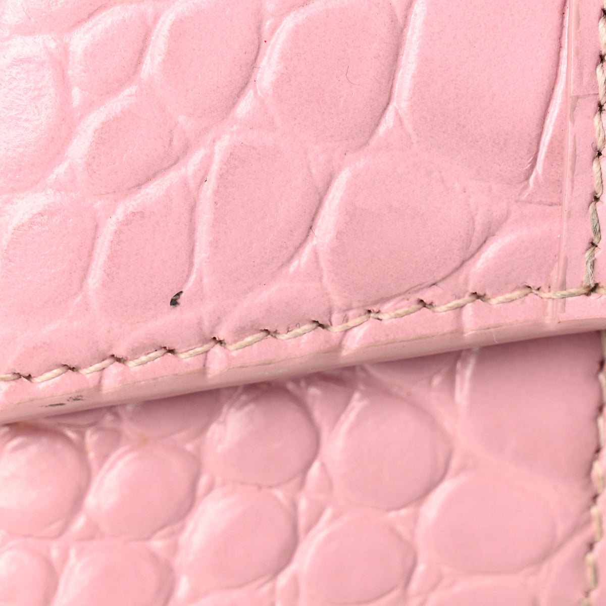 Balenciaga Shiny Calfskin Crocodile Embossed Hourglass Chain Bag Powder Pink 9 of 9
