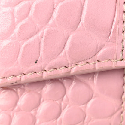 Balenciaga Shiny Calfskin Crocodile Embossed Hourglass Chain Bag Powder Pink 9 of 9