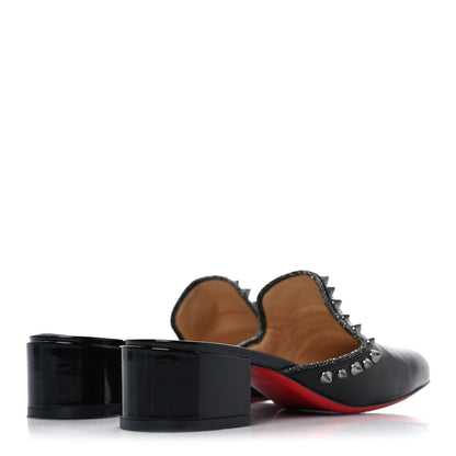 Christian Louboutin Patent Shiny Nappa Spikes Sun 35 Mules 38.5 Version Black 5 of 9
