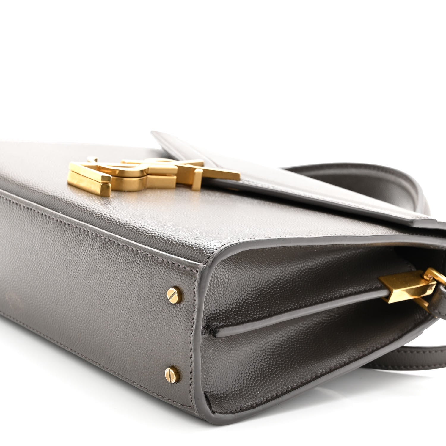 Saint Laurent Grain de Poudre Mini Classic Monogram Cassandra Top Handle Dark Smog 8 of 8