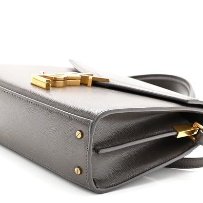 Saint Laurent Grain de Poudre Mini Classic Monogram Cassandra Top Handle Dark Smog 8 of 8