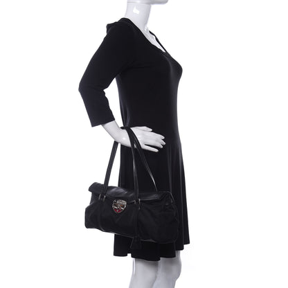 Prada Tessuto Nylon Nappa Foldover Pushlock Satchel Black 2 of 10