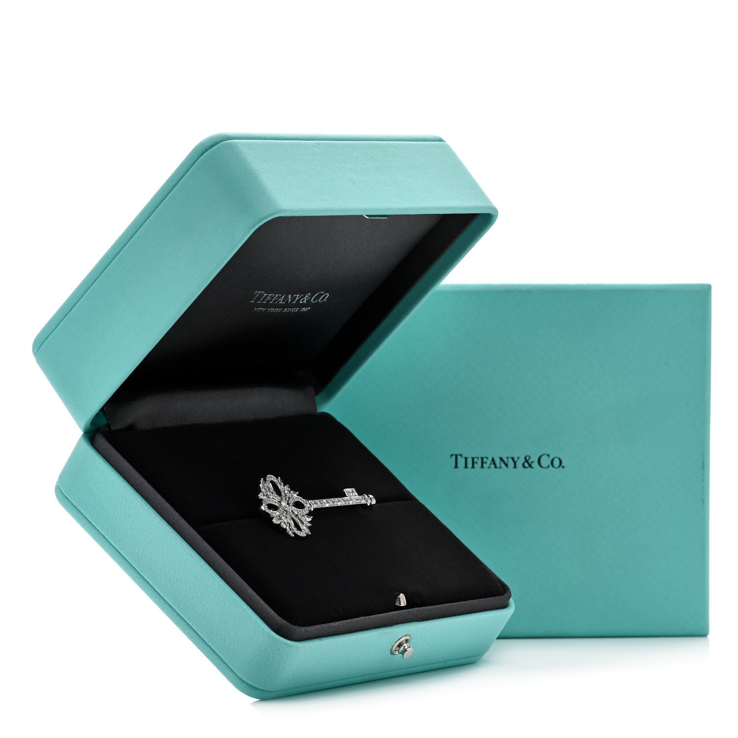 Tiffany Platinum Diamond Victoria Key Brooch Pin 5 of 5