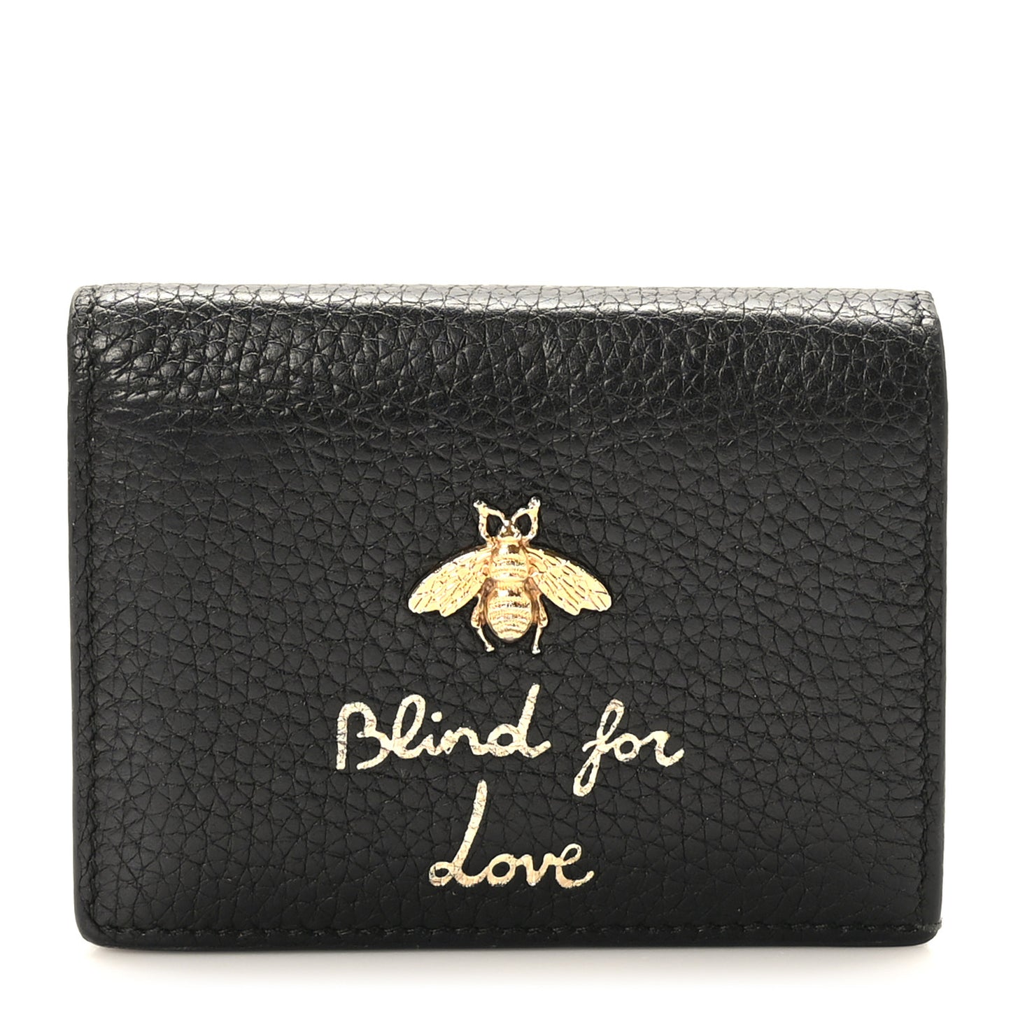 Pebbled Calfskin Animalier Card Case Black