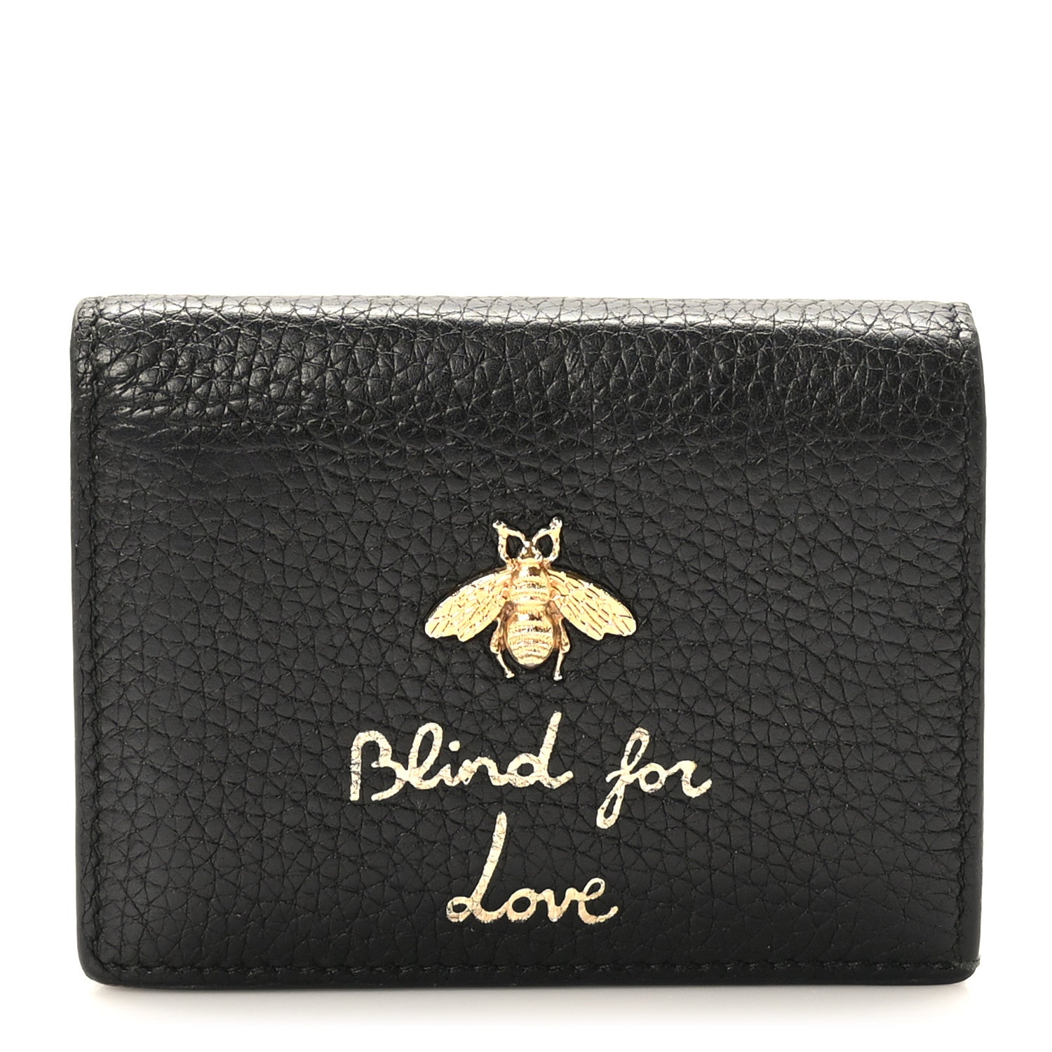 Gucci Pebbled Calfskin Animalier Card Case Black 1 of 8