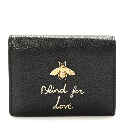 Gucci Pebbled Calfskin Animalier Card Case Black 1 of 8