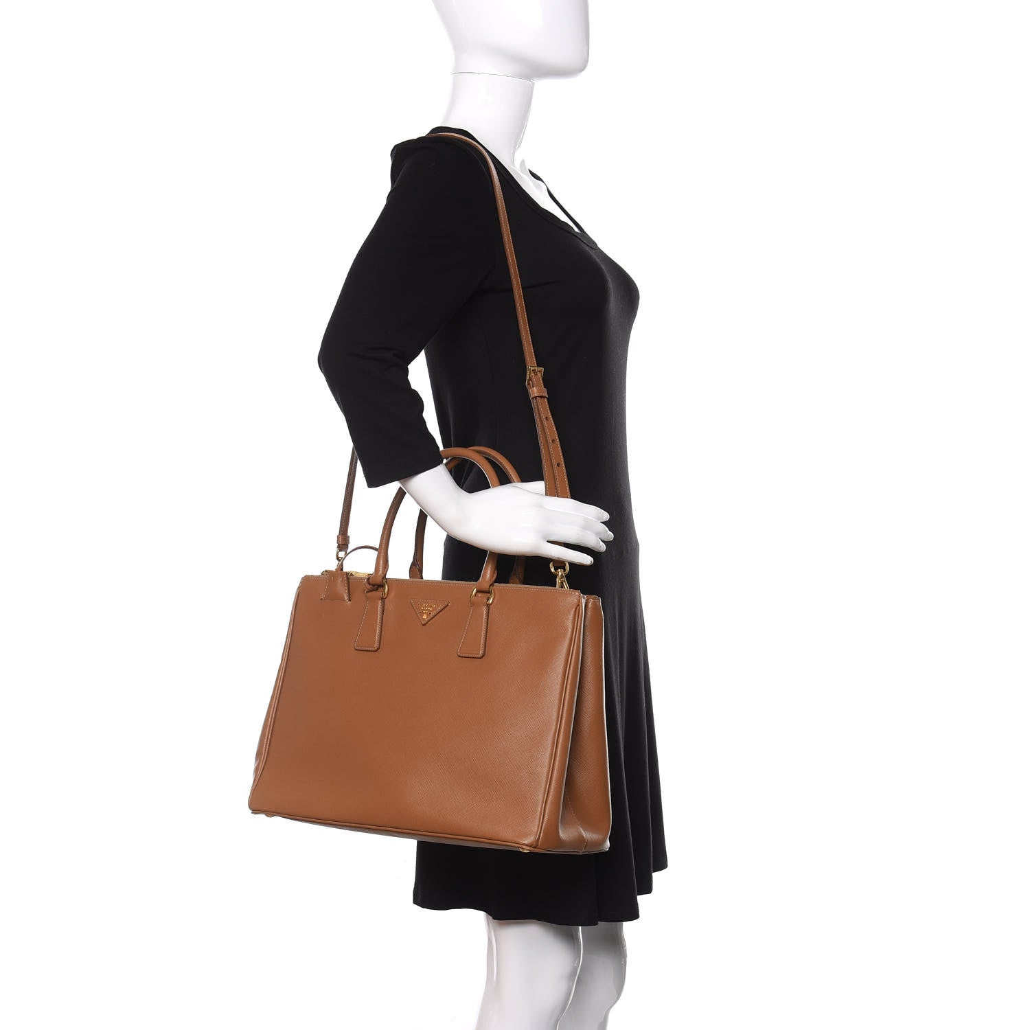Prada Saffiano Medium Galleria Double Zip Tote Caramel 2 of 18