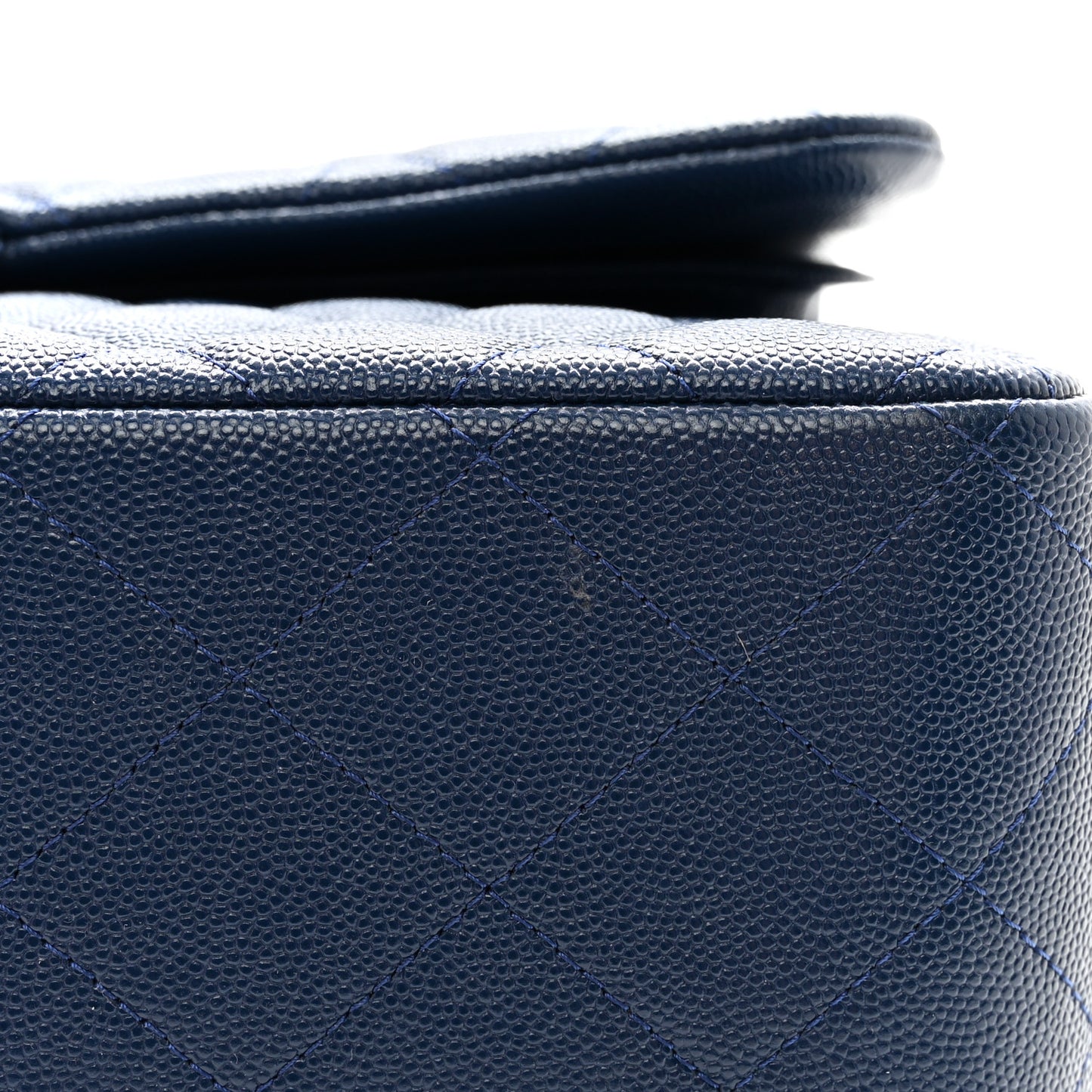 Caviar Quilted Jumbo Double Flap Navy Blue