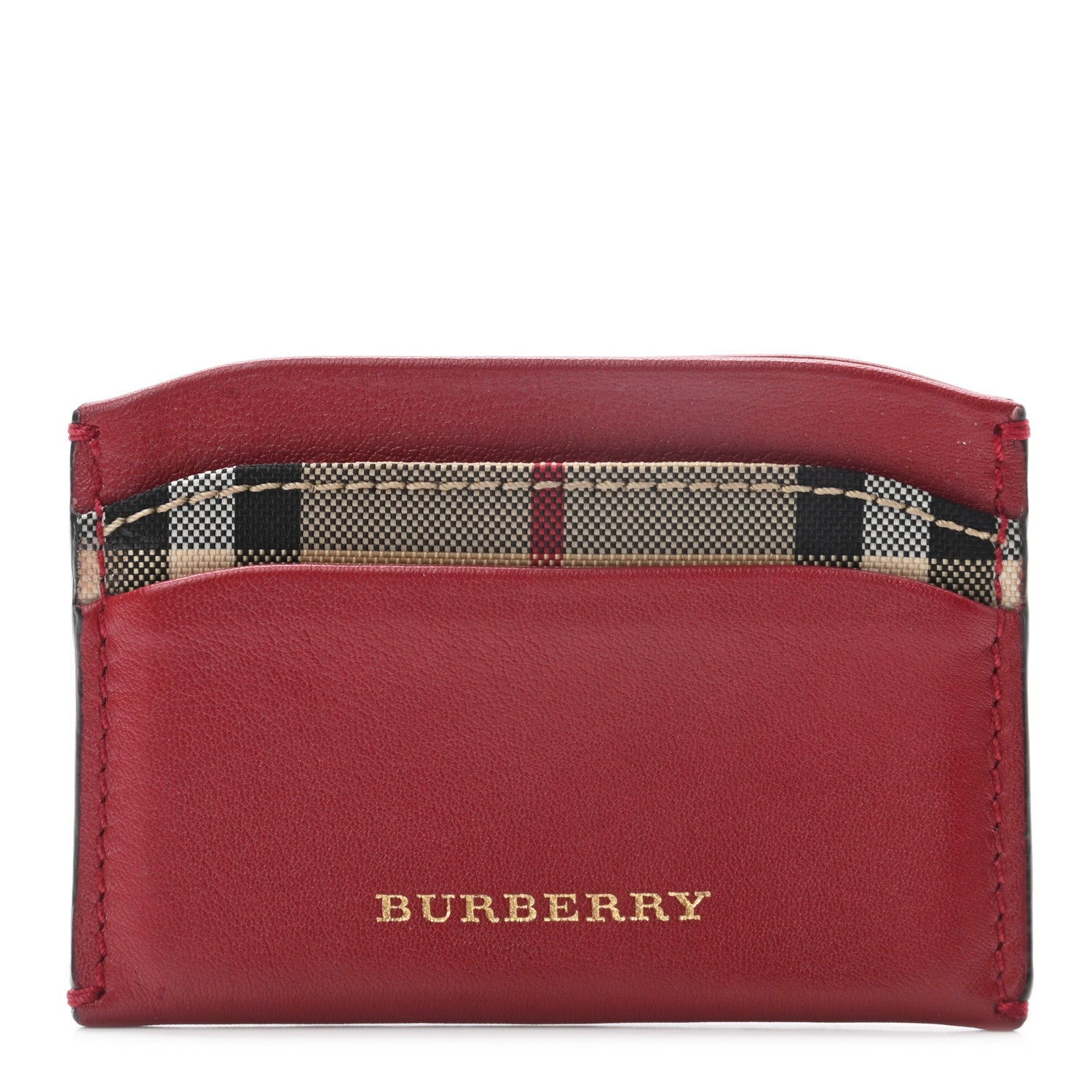 Burberry Calfskin Horseferry Check Izzy Card Case Red 1 of 7