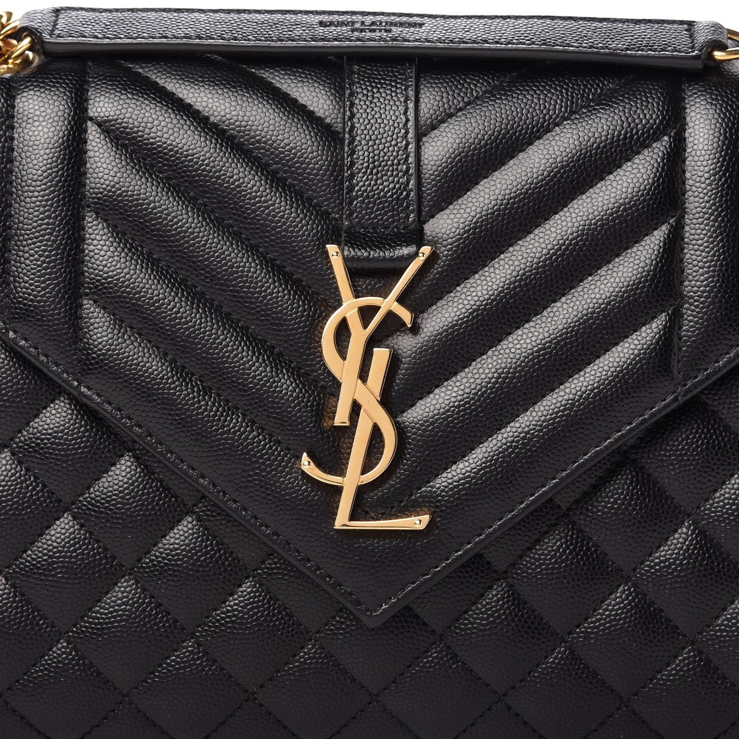 Saint Laurent Grain De Poudre Textured Mixed Matelasse Triquilt Medium Monogram Satchel Black 7 of 7
