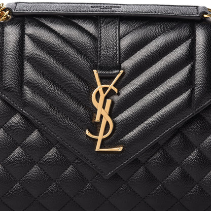 Saint Laurent Grain De Poudre Textured Mixed Matelasse Triquilt Medium Monogram Satchel Black 7 of 7