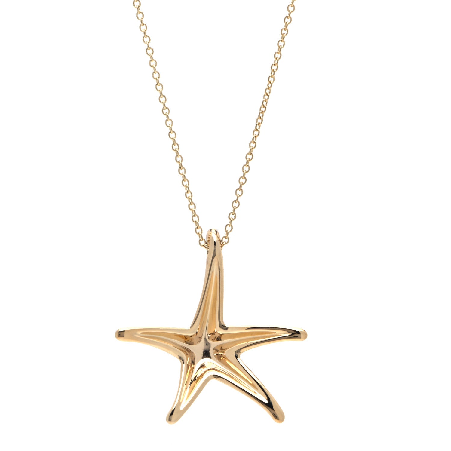 Tiffany 18K Yellow Gold 28mm Elsa Peretti Starfish Pendant Necklace 3 of 6