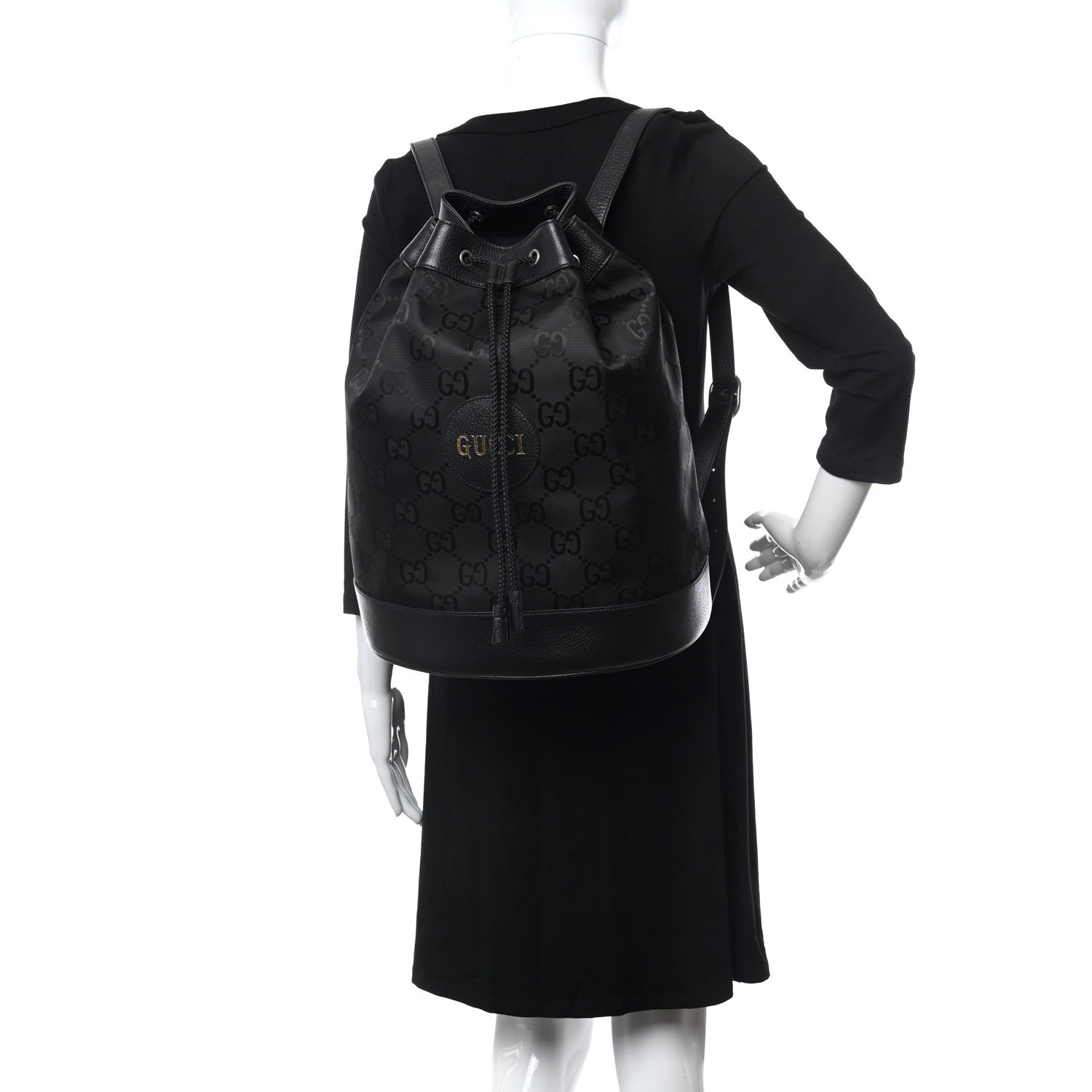Gucci Econyl Nylon Monogram Off The Grid Drawstring Bucket Backpack Black 2 of 12