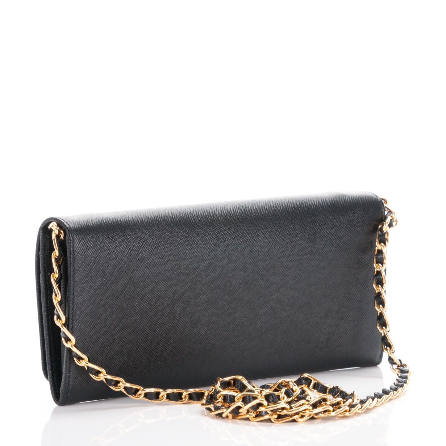 Saffiano Metal Oro Chain Wallet Nero Black