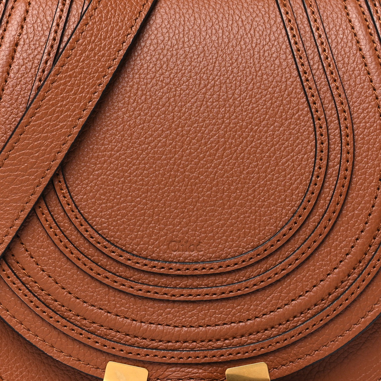 Grained Calfskin Small Marcie Saddle Bag Tan