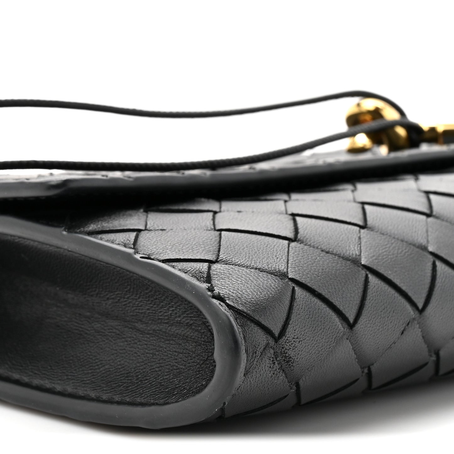 Nappa Intrecciato Long Andiamo Top Handle Clutch Black