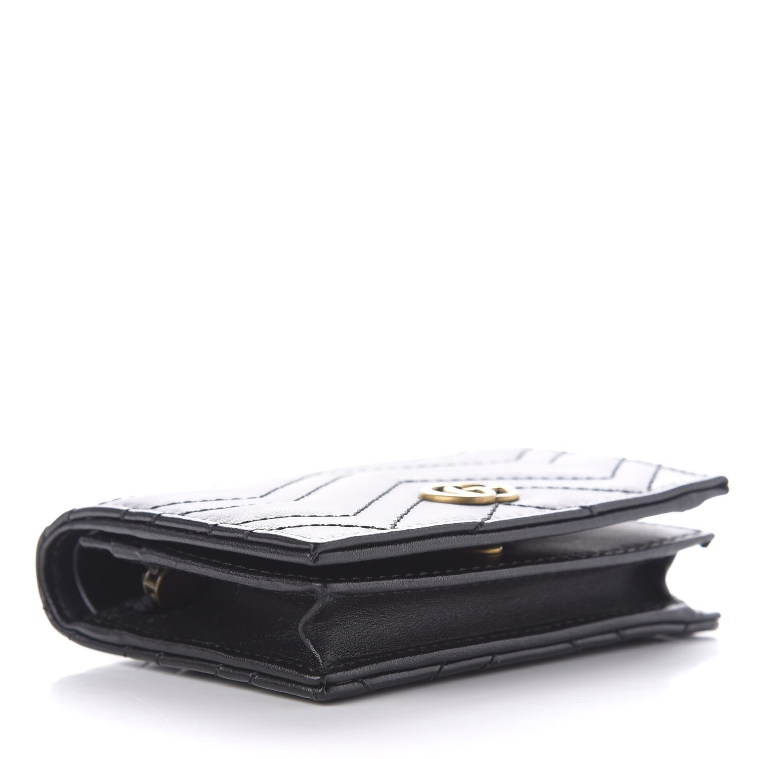 Gucci Calfskin Matelasse GG Marmont Card Case Wallet Black 4 of 8