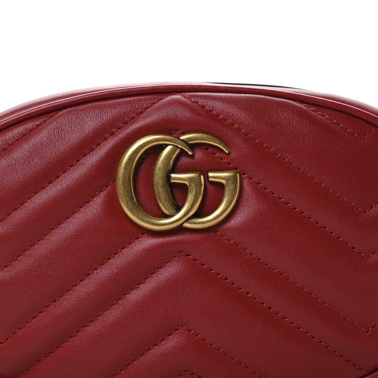 Gucci Calfskin Matelasse GG Marmont Belt Bag 85 34 Hibiscus Red 8 of 12